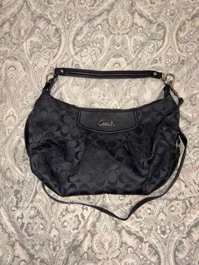 Coach Black Signature Shoulder Bag with Adjustable Strap